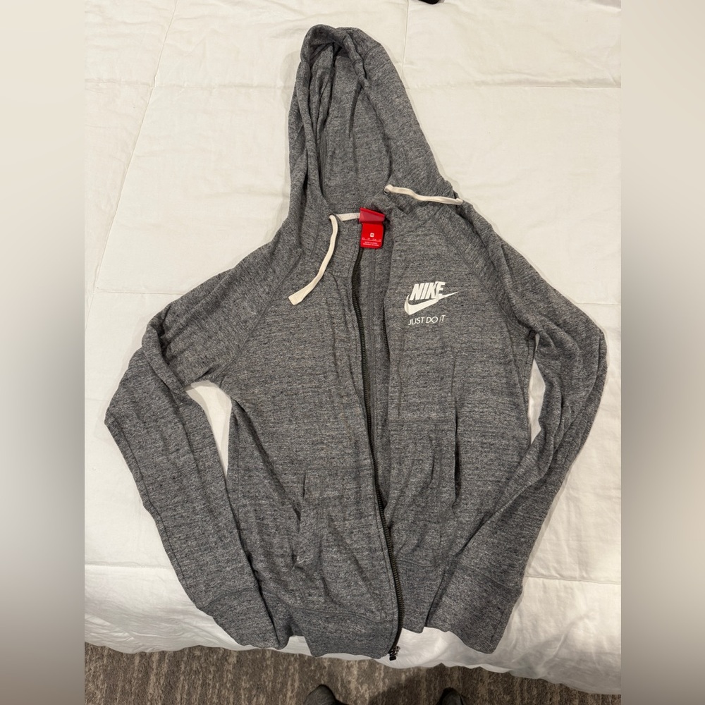 Nike Heather Gray Hoodie with White Accents